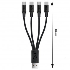 USB Tip A na 4x Micro USB, 0.2m, 2.1A