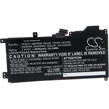 Baterija za Dell 09NTKM, 1FKCC, 9NTKM, 0D9J00, 0KWWW4, CN-0D9J00 - 4650 mAh 7.6V Li-polymer