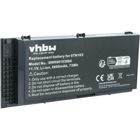 Baterija za Dell 0JHYP2, 0FVWT4, 0R7PND, 0PG6RC, 0TN1K5, 0RY6WH - 6600 mAh 11.1V Li-Ion