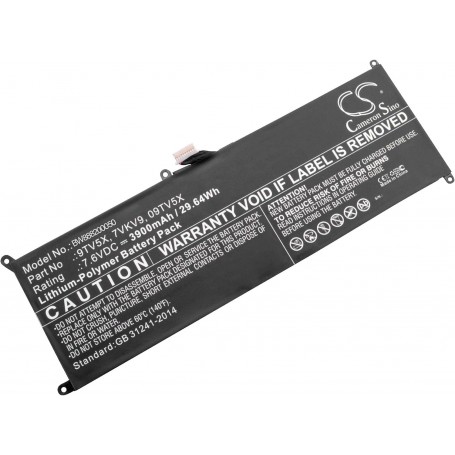 Baterija za Dell T02H001, T02H, 0V55D0, 09TV5X, 07VKV9, 9TV5X, 7VKV9 - 3900 mAh 7.6 V Li-polymer