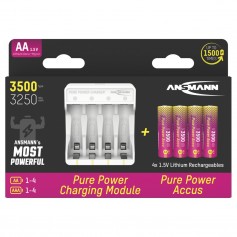 Polnilnik Ansmann Pure Power s 4 priloženimi Li-Ion baterijami tipa AA 3250mAh