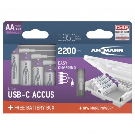 4x AA 1.5V 2200 mAh Li-Ion z vgrajenim polnilnikom USB