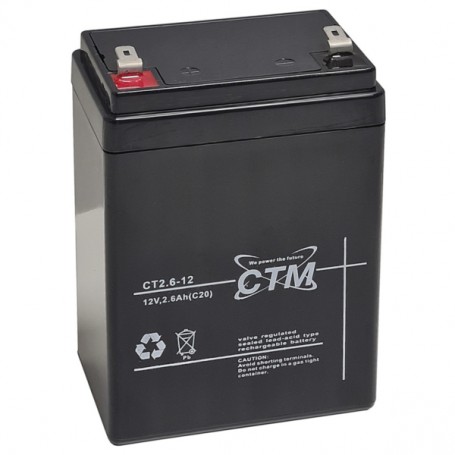 Akumulator CTM  CT2,6-12 AGM 12V 2.6Ah Faston 4,8 mm