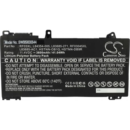 Baterija za HP HSTNN-DB9R, HSTNN-OB1Q, L83685-271, L83685-AC1 - 3600 mAh 11.4 V Li-polymer