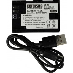 Baterija za Canon LP-E6 - 2250mAh, 7.4V, Li-Ion z USB C priključkom
