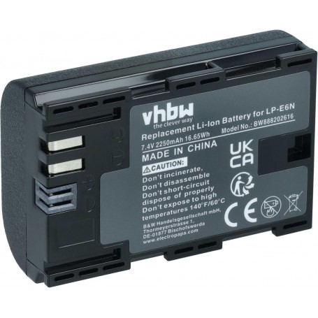 Baterija za Canon LP-E6N - 2250mAh, 7.4V, Li-Ion z Info čipom